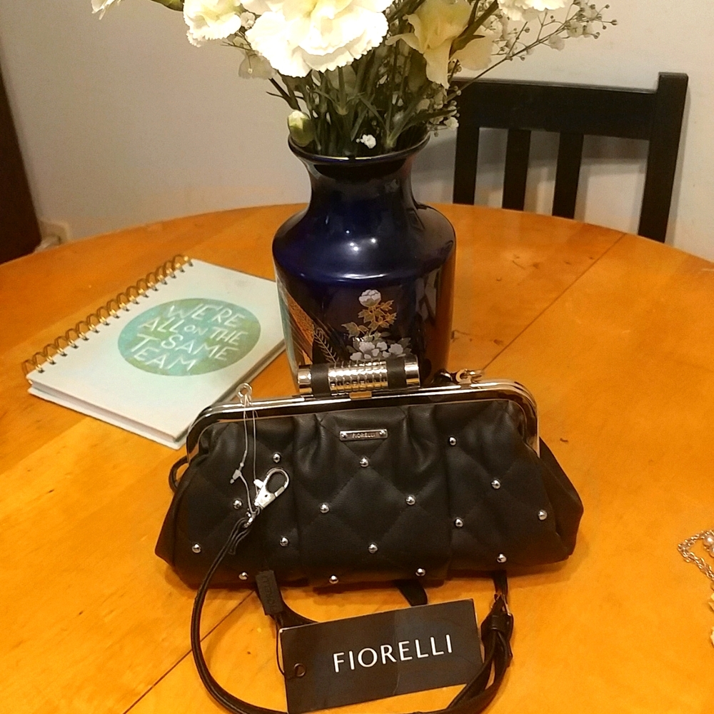 A clutch purse
